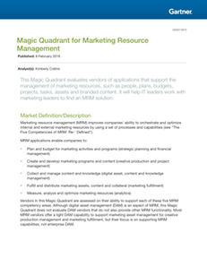 2016 Gartner Marketing Resource Management Magic Quadrant Report