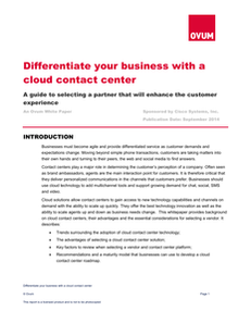 Ovum: Differentiate Your Business with a Cloud Contact Center