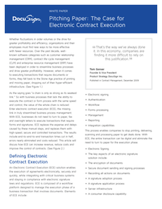 Pitching Paper: The Case for Electronic Contract Execution