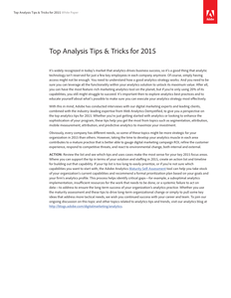 Top Analysis Tips & Tricks for 2015
