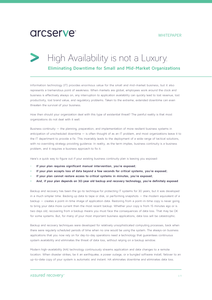 High Availability is Not a Luxury