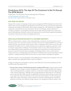 Forrester Research – Predictions 2015: Disruption of the BPM Market