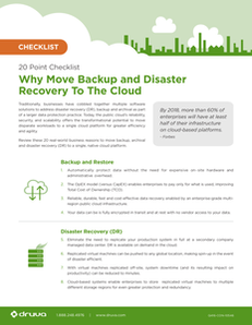20 Point Checklist : Why Move Backup and Disaster Recovery To The Cloud