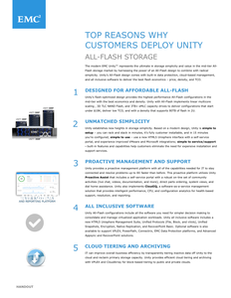 Top Reasons Why Customers Deploy Unity: All Flash Storage