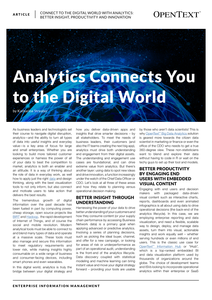 Analytics Connects You to the Digital World