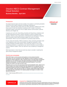 Oracle’s NEC3 Contract Management Cloud Solution