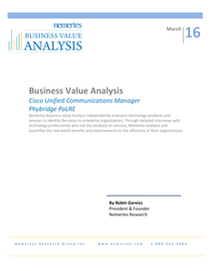 Business Value Analysis: Cisco Unified Communications Manager