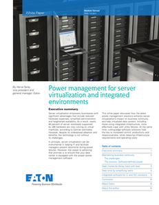 Power Management for Server Virtualization and Integrated Environments