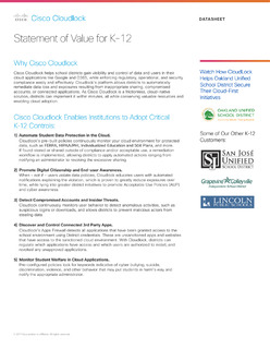 Cisco Cloudlock K-12 Statement of Value