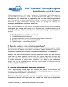 Five Criteria for Choosing Enterprise Agile Development Software