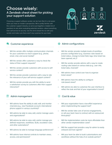 A Zendesk cheat sheet for picking your support solution