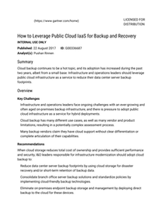 Gartner Report: How to Leverage Public Cloud IaaS for Backup and Recovery