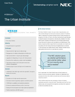 Urban Institute Case Study – How NEC’s HYDRAstor HS8 4000 Provided a Better Technology Solution