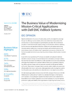 The Business Value of Modernizing Mission-Critical Applications with Dell EMC VxBlock Systems