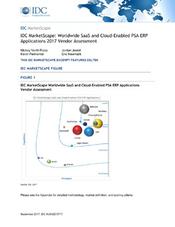 IDC MarketScape: Worldwide SaaS and Cloud-Enabled PSA ERP Applications 2017 Vendor Assessment