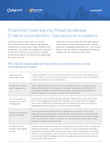 Traditional Code Signing Threat Landscape 5 critical vulnerabilities / bad practices to address