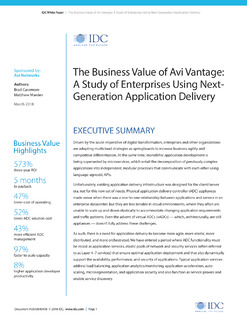 The Business Value of Avi Vantage: A Study of Enterprises Using Next-Generation Application Delivery