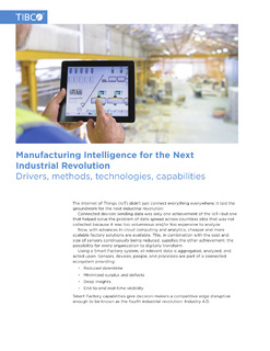Manufacturing Intelligence for the Next Industrial Revolution