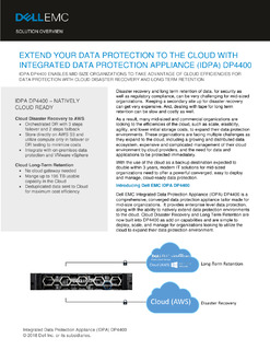 Extend Your Data Protection to the Cloud with Integrated Data Protection Appliance (IDPA) DP4400