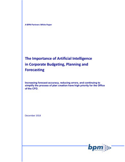 The Importance of Artificial Intelligence in Corporate Budgeting, Planning and Forecasting