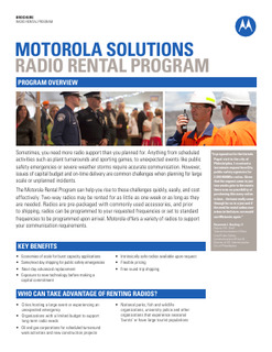 MOTOROLA SOLUTIONS RADIO RENTAL PROGRAM