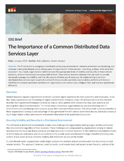 ESG Brief: The Importance of a Common Distributed Data Services Layer