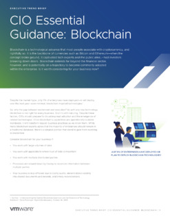 CIO ESSENTIAL GUIDANCE: BLOCKCHAIN