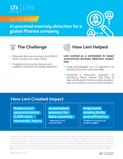 LTI redeemed 2400 data stewards’ hours with AI-based data anomaly detection for a Pharma company