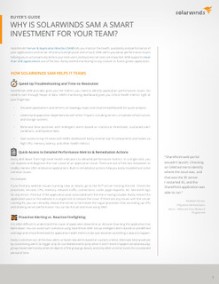 BUYER’S GUIDE:WHY IS SOLARWINDS SAM A SMART INVESTMENT FOR YOUR TEAM?