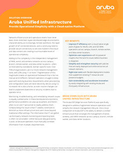 Solution Overview: Aruba & Unified Infrastructure