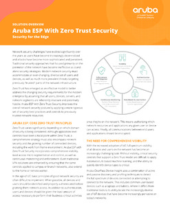 Solution Overview: Aruba ESP With Zero Trust Security