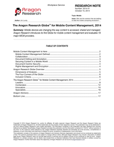 Aragon Research Globe for Mobile Content Management, 2014