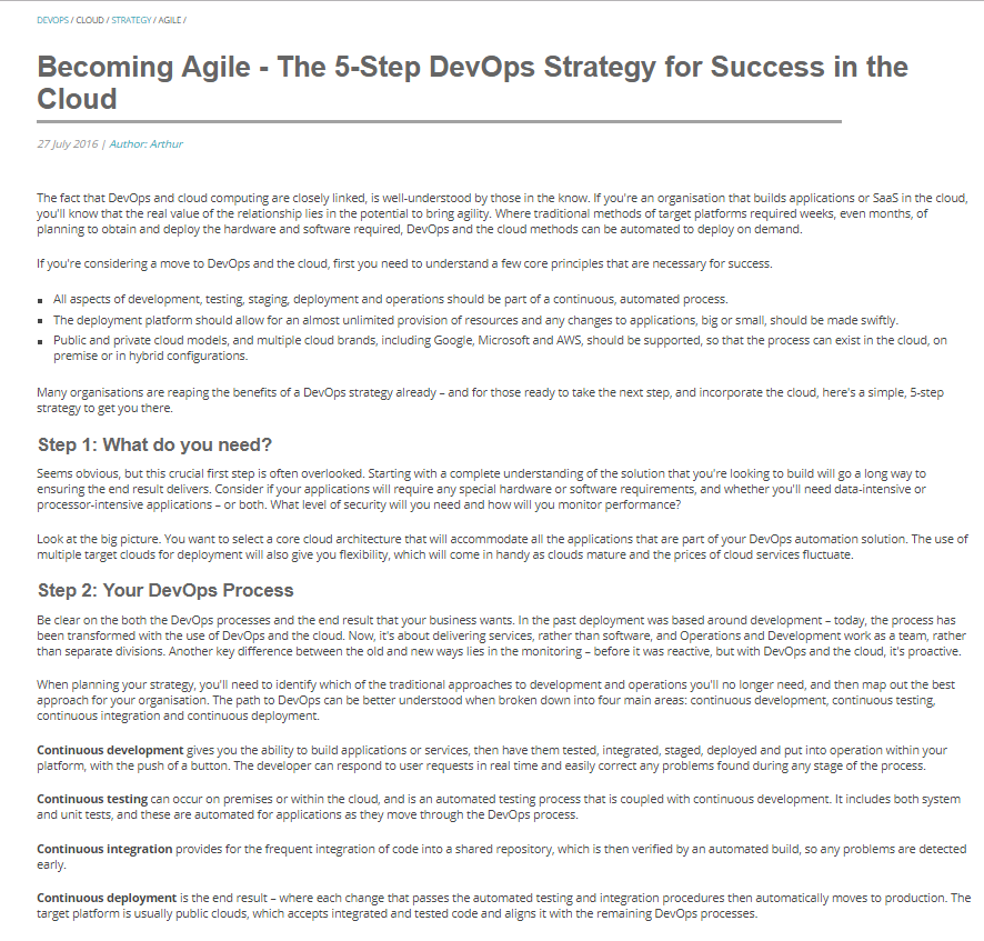 Becoming Agile – The 5-Step DevOps Strategy for Success in the Cloud