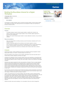 Analyst Report:  Gartner Research – Building the Boundless Intranet for a Digital Workplace