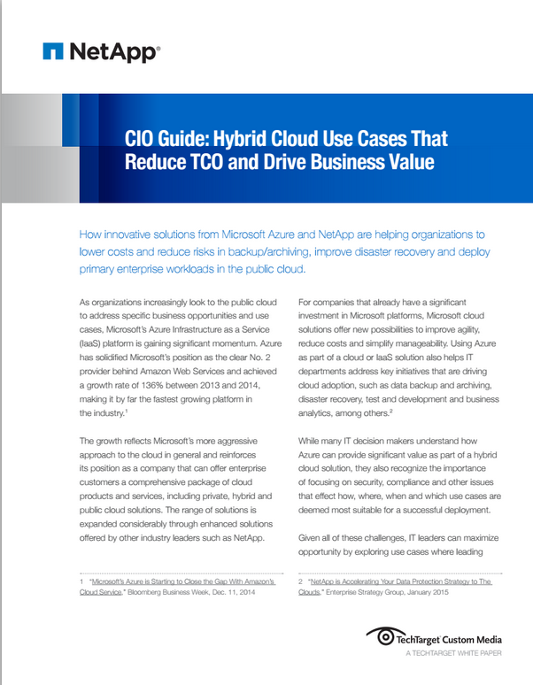 CIO Guide: Hybrid Cloud Use Cases That Reduce TCO and Drive Business Value