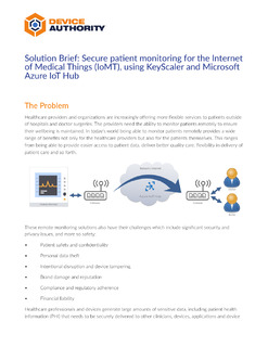 Secure Patient Monitoring for the Internet of Medical Things (IoMT) using KeyScaler and Microsoft Azure IoT Hub