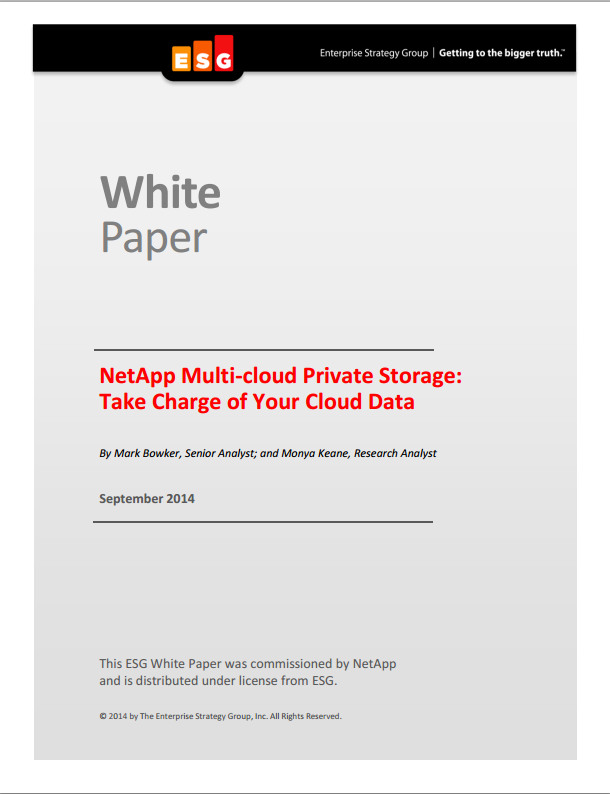 ESG: NetApp Multi-Cloud Private Storage: Take Charge of Your Cloud Data