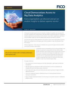 Cloud Democratizes Access to Big Data Analytics