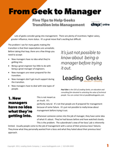 From Geek to Manager: 5 Tips to Help Geeks Transition into Management