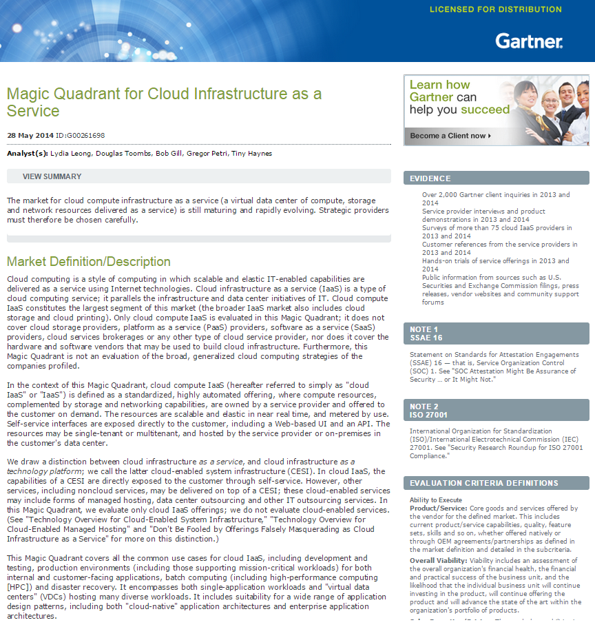 Magic Quadrant for Cloud Infrastructure as a Service