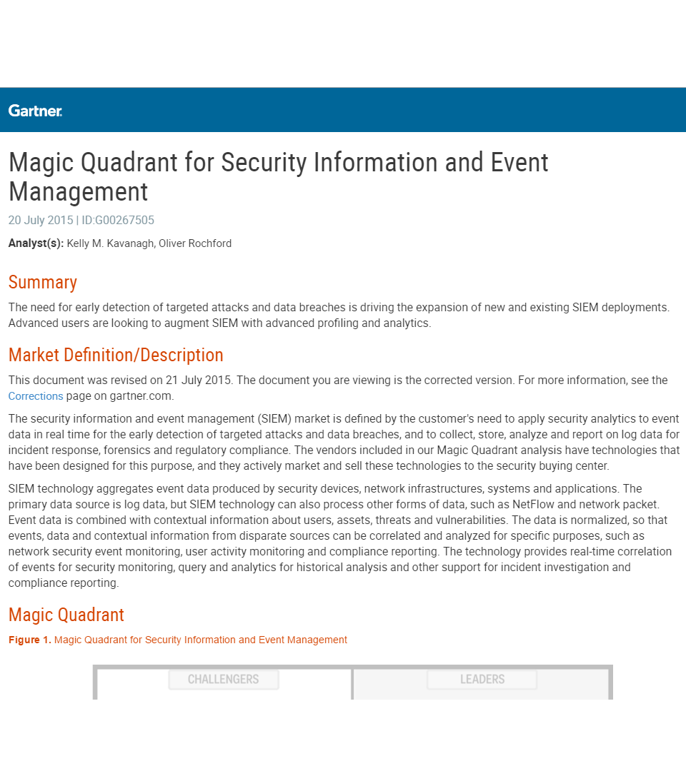 Gartner Magic Quadrant for SIEM