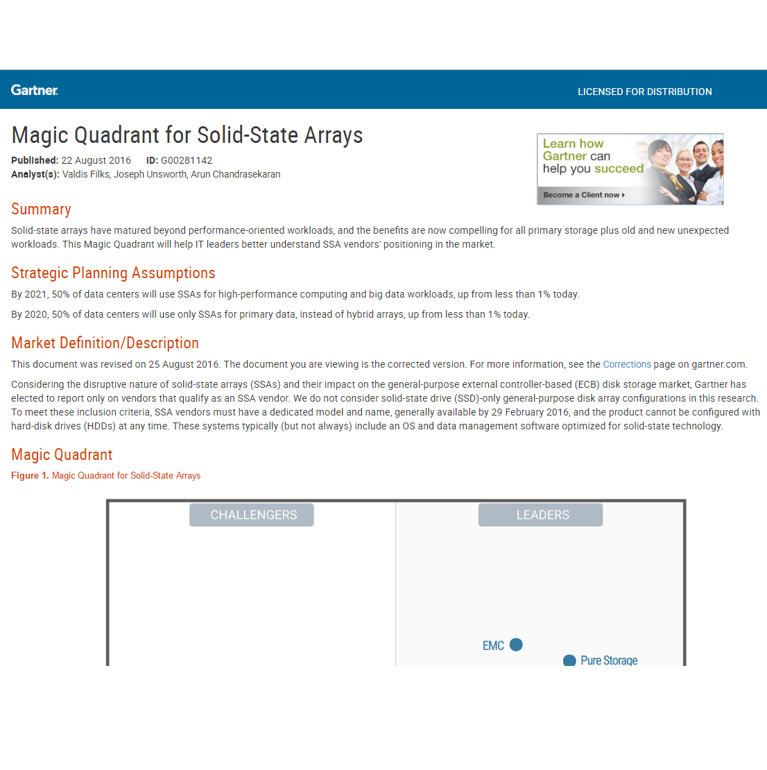 Magic Quadrant for Solid-State Arrays
