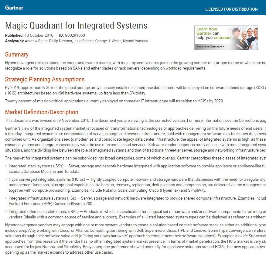 Gartner: Magic Quadrant for Integrated Systems
