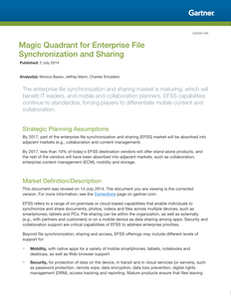 Gartner Magic Quadrant for Enterprise File Synchronization and Sharing