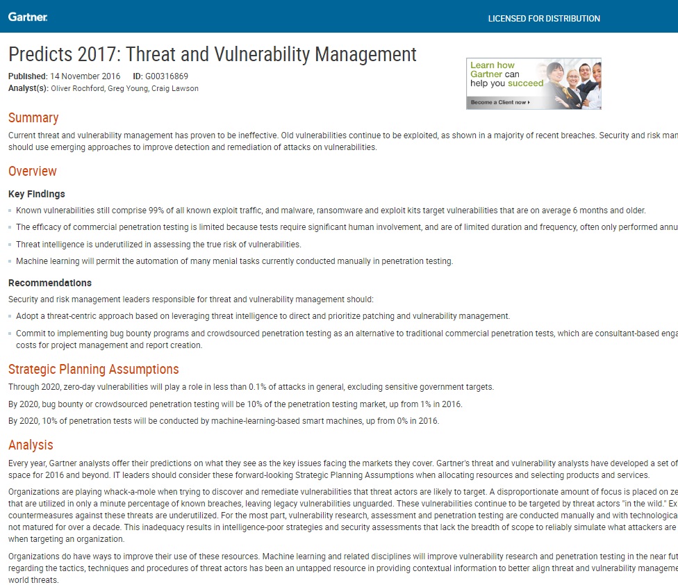 Predicts 2017: Threat and Vulnerability Management