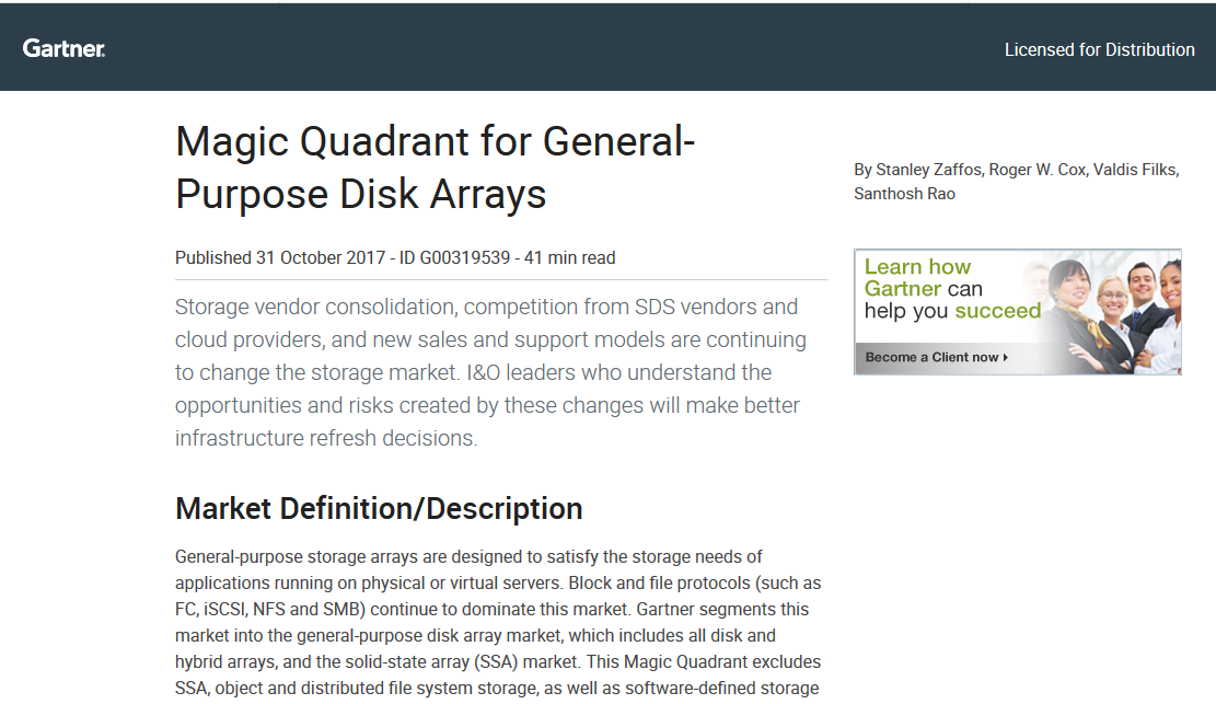 Gartner General Purpose Storage Arrays