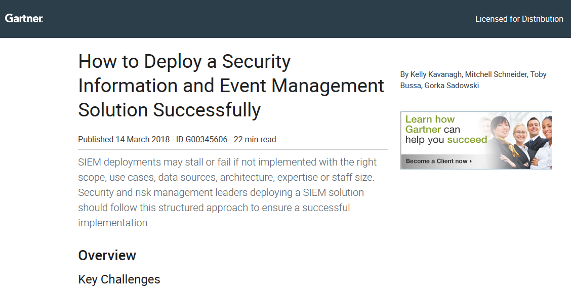 How to Deploy a SIEM Successfully by Gartner
