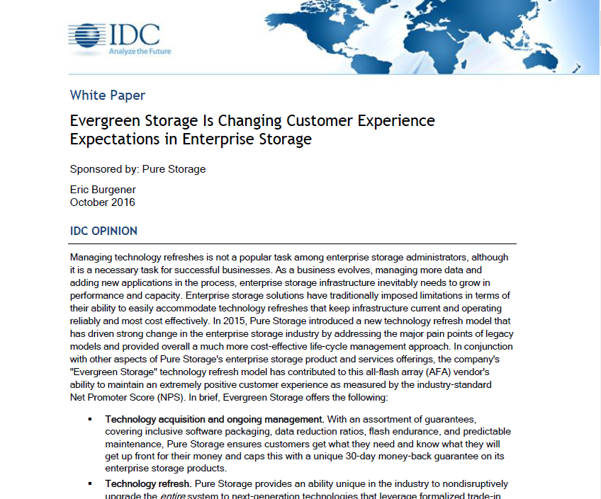 Evergreen Storage Is Changing Customer Experience Expectations in Enterprise Storage