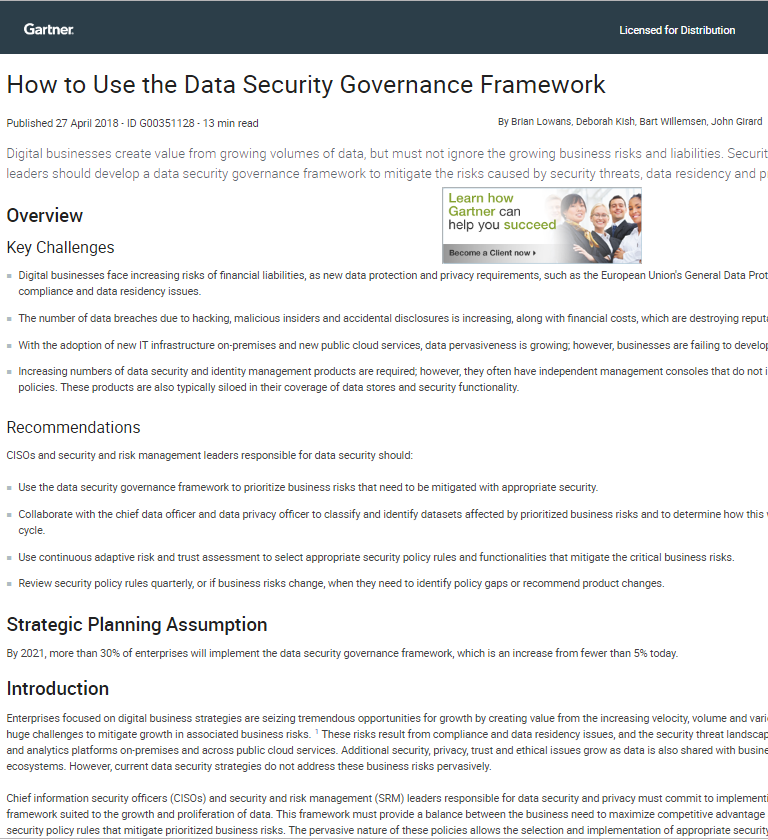 How to Use the Data Security Governance Framework