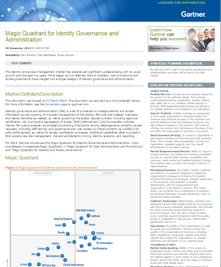 Magic Quadrant for Identity Governance and Administration